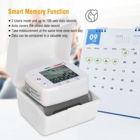1Pc Blood Pressure Monitor Wrist Digital High Blood Pressure Cuff Heartbeat Tester With 90x2 Reading Memory 2In LCD Screen Storage Box.