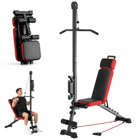 Multi-Functional Weight Bench With Pulley System And Adjustable Backrest.