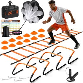 Agility Ladder, Soccer Football Training Equipment Agility Speed Training 20ft Ladder,4 Adjustable Hurdles, Parachute, Cones Rope.
