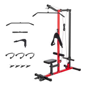 LAT Pull Down Machine. 3-in-1 Row Cable Machine For Home Gym with 3-Level Adjustable Seat & 4-Level Adjustable Foam Roller.
