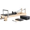 Pilates Reformer Machine, Wooden Pilates Workout Equipment for Home Gym Studio Use, Pilates Bed with Dual Resistance- Spring & Cord