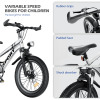 FKZNPJ 20 Inch Kids Mountain Bike for Boys & Girls Ages 7-12 – 7-Speed Gears, Dual Disc Brakes, Shock Absorber Front Fork, LED Light – Silver & Pink