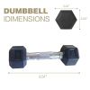 5LB 1-Pair(2pieces)HDRS Rubber Coated Solid Cast Iron Dumbbell with Contoured Chrome Handle, Hexagon Head.