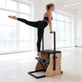 Pilates Chair Wunda Chair Pilates Combo Chair with Handles Split Pedals Reformer Machine 4-Level Resistance for Yoga Core Training Rehabilitation.