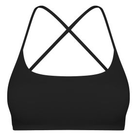 Women Cross Back Sport Bras Padded Strappy Crop Open Back Low Impact Bras Sexy Fitness Tank Tops with Removable Pads Thin Straps for Gym Yoga Workout (Option: BraBlackXL)