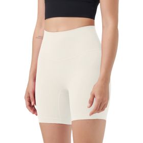 Women\'s High Waist Biker Shorts Tummy Control Pants Athletic Leggings Spandex Booty Shorts with 6.3In Inseam No Front Seam for Workout Yoga Running V (Option: BikerShortsIvoryL)