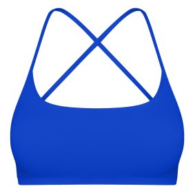 Women Cross Back Sport Bras Padded Strappy Crop Open Back Low Impact Bras Sexy Fitness Tank Tops with Removable Pads Thin Straps for Gym Yoga Workout (Option: BraBlueM)