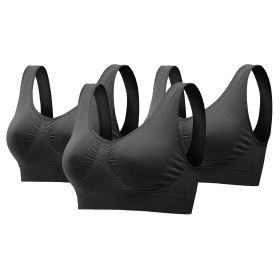 3 Pack Sport Bras For Women Seamless Wire-free Bra Light Support Tank Tops For Fitness Workout Sports Yoga Sleep Wearing (Option: BraBKBKBK4XL)