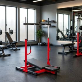 Heavy-Duty Red Vertical Leg Press Machine with Adjustable Leg, Back & Head Positions, 1" Standard Plate Compatible Strength Training Equipment. (Option: Default Title)
