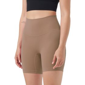 Women\'s High Waist Biker Shorts Tummy Control Pants Athletic Leggings Spandex Booty Shorts with 6.3In Inseam No Front Seam for Workout Yoga Running V (Option: BikerShortsCoffeeS)