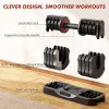 Adjustable Dumbbell Set Of 22.5LB Set-1Sec Adjustable Dumbbell Weights-5 In 1 Free Weights Dumbbells Set With Effortless Tray/No-Slip Handle-Comp