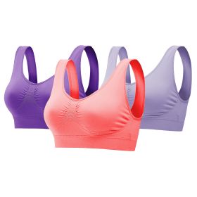 3 Pack Sport Bras For Women Seamless Wire-free Bra Light Support Tank Tops For Fitness Workout Sports Yoga Sleep Wearing (Option: BraPPGYMelonRedL)