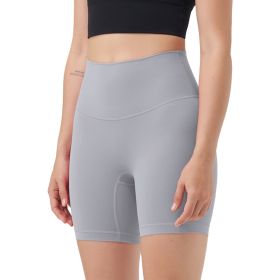 Women\'s High Waist Biker Shorts Tummy Control Pants Athletic Leggings Spandex Booty Shorts with 6.3In Inseam No Front Seam for Workout Yoga Running V (Option: BikerShortsGreyM)