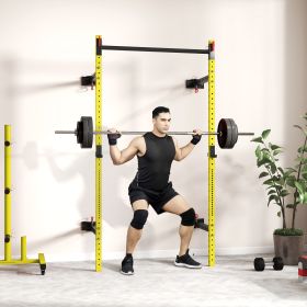 Folding Squat Rack with Pull Up Bar, Wall Mounted and Adjustable, 1000 Pounds Capacity Power Rack, Yellow (Option: Yellow-2370x160x180 mm)
