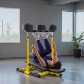 Vertical Leg Press Machine with Adjustable Leg, Back, and Head Positions, 1" Standard Plate Compatible, Yellow (Option: Yellow-1160x470x310 mm)
