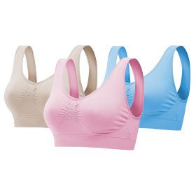 3 Pack Sport Bras For Women Seamless Wire-free Bra Light Support Tank Tops For Fitness Workout Sports Yoga Sleep Wearing (Option: BraLPLBNude2XL)