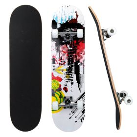 31x8in Skateboards Complete Standard Skate Boards For Girls Boys Beginner 9 Layers Maple Concave Skateboard For Kids Youth Teens (Option: SkateboardCityMusic)