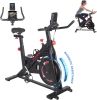 Stationary Indoor Exercise Bike with LCD Monitor and Comfortable Seat Cushion for Home Gym Cardio Fitness Training.
