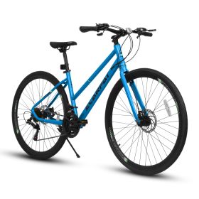 A28250 700C Road Hybrid Bike for Adult , 21-Speed Road Bike Road Bicycle Carbon Steel Frame/Dual-Disc Brakes/Multiple Colors (Color: as Pic)