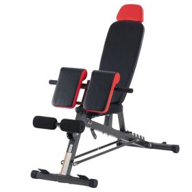 Multifunctional Bench Press Bench.  Adjustable Bench for Supine, Prone, And Flat Positions. High-Intensity Back Extension Roman Chair. Foldable. (Option: Black Red)