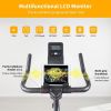 Stationary Indoor Exercise Bike with LCD Monitor and Comfortable Seat Cushion for Home Gym Cardio Fitness Training.