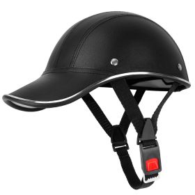 Safety Bicycle Helmet Adjustable Windproof Bike Helmet Sunshade Baseball Cap Anti-UV Cycling Motorcycle Hat Leather Helmet (Option: BicycleHelmetBlack)