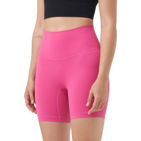 Women\'s High Waist Biker Shorts Tummy Control Pants Athletic Leggings Spandex Booty Shorts with 6.3In Inseam No Front Seam for Workout Yoga Running V (Option: BikerShortsPinkL)